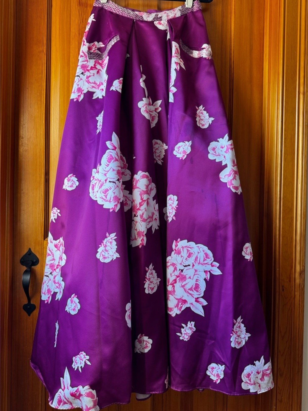 Purple Large Floral Full-Length Skirt